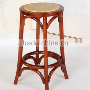 RCH-4005-2 26 inch antique wooden bar stool with rattan seat pad