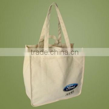 Long handle natural cotton shopping bag