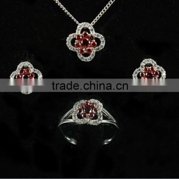 2014 Alibaba Bridal wedding jewelry necklace set diamond ruby jewelry set