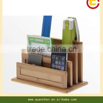 High Quality Bamboo 3-Slot letter holder