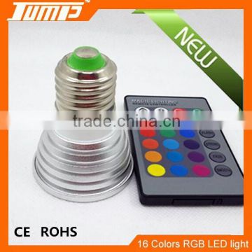ShenZhen manufacturer IR remote control E27 16 colors 3W E27 RGB light