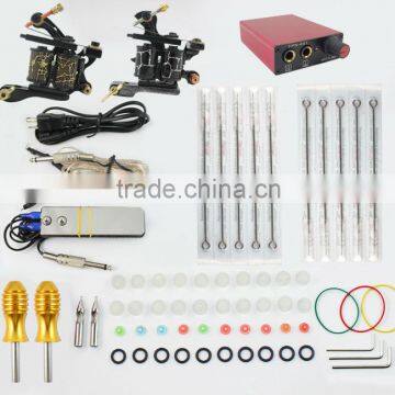 TK104002 Professional Tattoo Kit 2 Machines Gun Power Supply Foot Switch Needles Set KIt                        
                                                Quality Choice