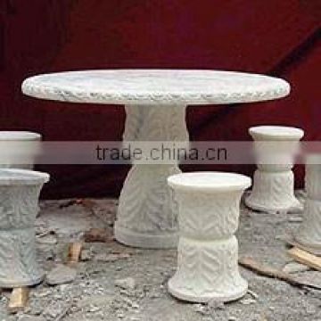 Outdoor Coffee Marble Table Furniture Hand Sculpture Carving Stone For Home, Garden And Restaurant
