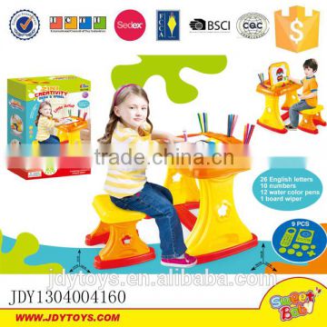 Intelligent toys 2 in 1 learning desk drawing board painting easel with English letters