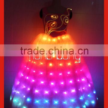 New design skirts with light/led luminous fiber optics fabric made in China,OEM customize fiber optic costume