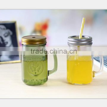 16oz Glass jar with lids and straw in cheapest price