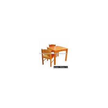 wooden children table and chair