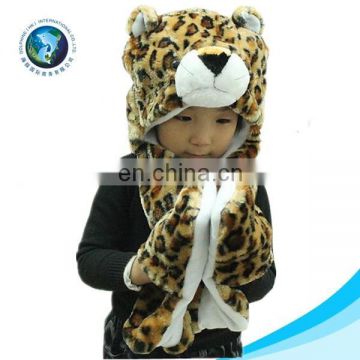 New hot selling plush girls winter cap animal cap leopard fox fur hats