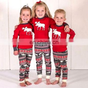 christmas ornaments 2017 Family Matching Reindeer Pattern Pure Cotton Sleepwear Sets for Kids,