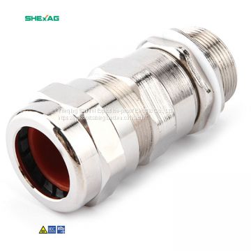 Sanhui IECEx ip68 Nickel plated atex metal electrical brass explosion proof double seal armored cable gland Factory