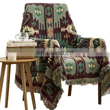 OLIVEHOME Decorative 100% Cotton Woven Throw Blanket Sofa Towel Cotton Warm Slipcover 130 x 180cm