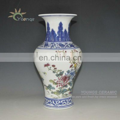 Classic jingdezhen famille rose ceramic flower vase decoration