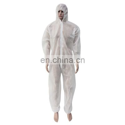 disposable white PP non woven coverall with hood no boot