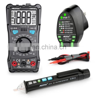 Manual Range DM90E Mini Digital Multimeter Sets Including DM90E multimeter AC10 Voltage Tester Pen US UK EU Socket Tester