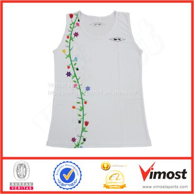 White Customized Sublimation Singlet of 100% Polyester for Women