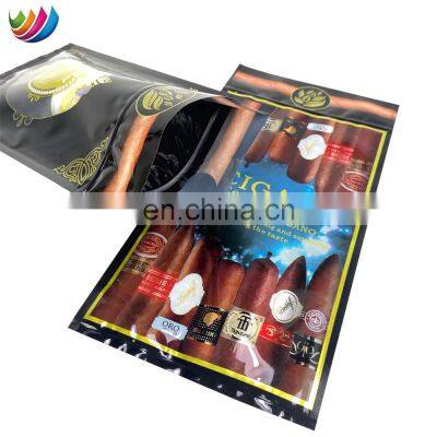Plastic Zipper Tobacco Mylar Pouch Leaf Wraps Moisturizing Cigar Packaging Bag with Hygrometer Layer