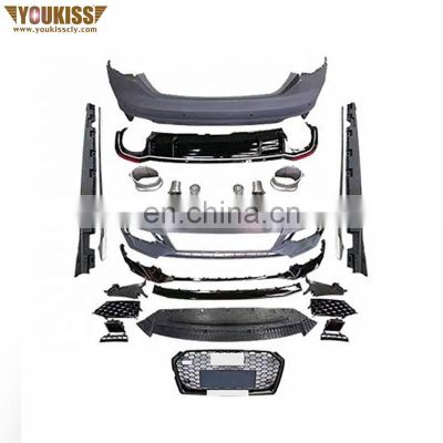 Genuine Front Rear Bumpers With Grille Flog Lamp Grille Rear Diffuser With Tips Side Skirt For Audi A5 To RS5 17 18 19 Body Kits
