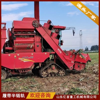 Wheat harvester modified with rubber track chassis anti sinking vehicle