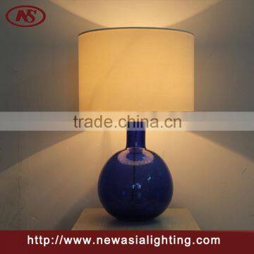 2016 factory new design table lamp ,thick blown Blue Glass table lamp for home or hotel decorate