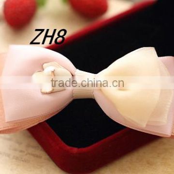 Pink Color With Rhinestone Hair Bow Ladies' Fancy Hair Bow Clips