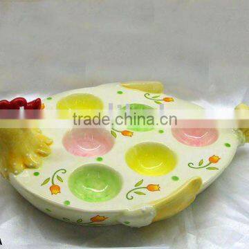 Easter chicken ceramic egg plate