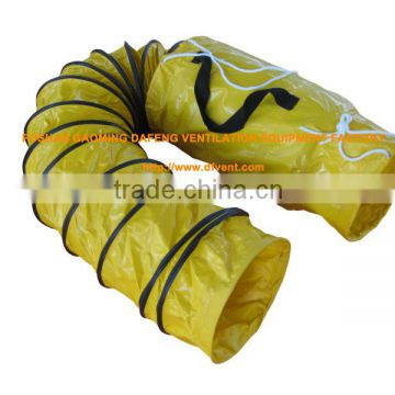 Yellow inducstial PVC fire-retardant flexible ventilation ducting with carry bag
