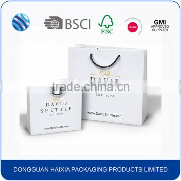 Eco friendly paper baggarment shopping bag with drawstring