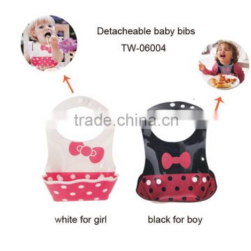Free sample available New design boy and girl silicone baby bib with crumb catcher