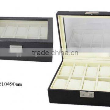 10 sets of watch case in black leather with glass window