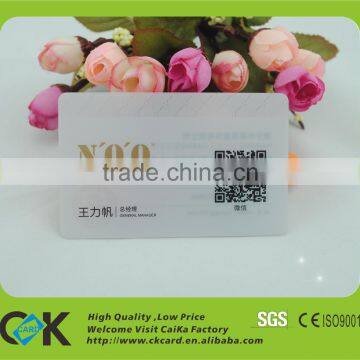 SGS certification! CR80 full color pringting transparent card with QR code