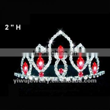 HC172-013 2016New Fasion Design India Red Rhinestone Wedding Crowns