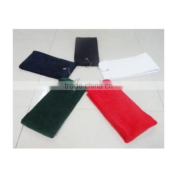 hot sale 100% cotton plain dyed customized sport hooks golf towel