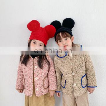 2020 autumn and winter new children's retro floral cotton coat for boys and girls round neck plus cotton jacket tops