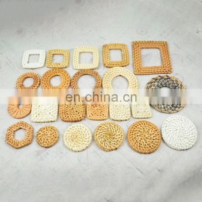 Hot Sale Natural rattan charms, Handwoven rattan earrings, round/circle/square rattan earring piece High Quality cheap wholesale