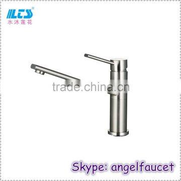 Brush Nickel Rotatable Long Neck Kitchen Faucet On Sale In Stock