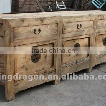 Chinese antique furniture pine wood Gansu natual Six Door Three Drawer Cabinet