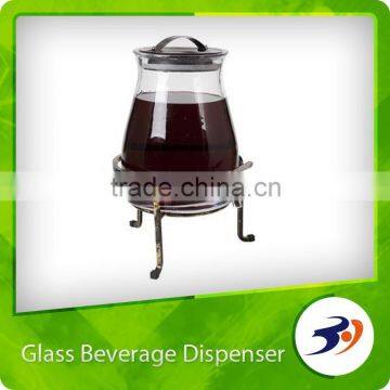 Clear Glass Wine Beverage Dispenser With Tap