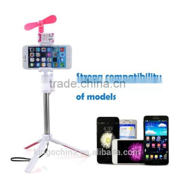Wholesale price mini foldable bluetooth tripod selfie stick with fan