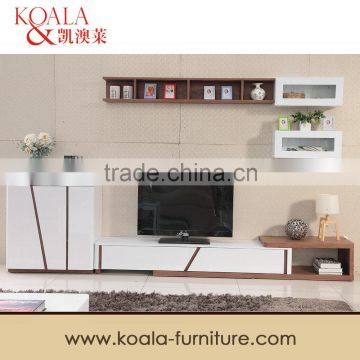 High Gloss Adjustable Tv Table with Walnut Veneered Frame T1601#
