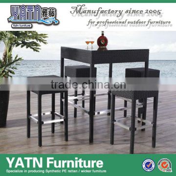 Outdoor wicker woven with aluminum bar chair and bar table