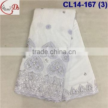 CL14-167 (3) velvet embrodiery fabrice/high quality African Velvet lace fabric with sequins for dress and clothes