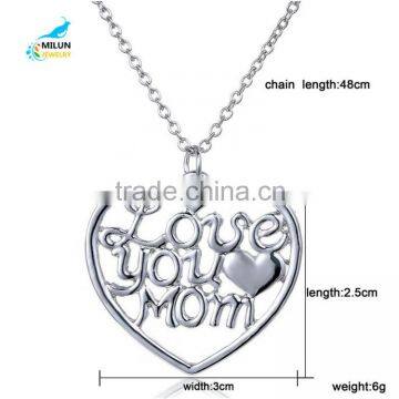 " Love you Mom" Pendant Heart Necklace For Mother Mom Mum Mother's Day, Birthday, Christmas Gif