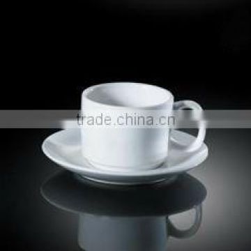 H3722 oem logo round mouth porcelain coffee cup with saucer white