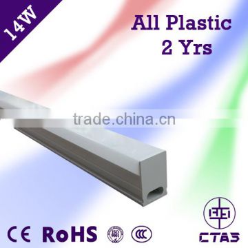 Competitive price T5 Integrated with all plastic 14W PF>0.6 CRI>80 90CM with 2 years warranty t5 led tube