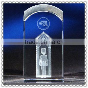 Personlity Etch 3D Crystal Arch Award For Corporate Souvenir