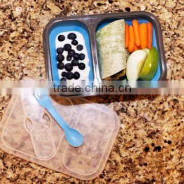 Microwave and Dishwasher Safe Silicone Collapsible Snack Box Medium Blue