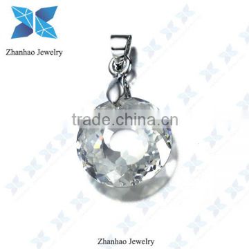 synthetic faceted round white zircon pendant