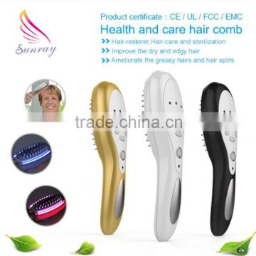 CE,RoHS certified Hair care product Electric hair growth comb with massage led color light treatment for men and women