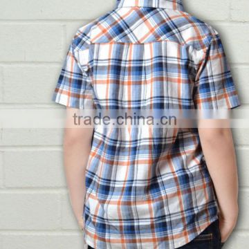 korea boy summer short sleeve kids shirt plaid shirt