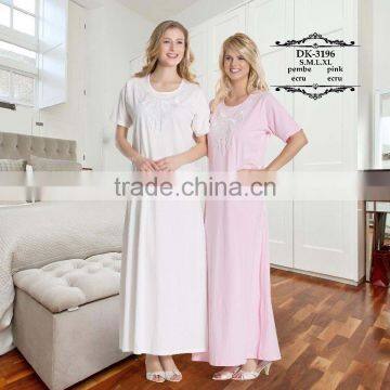 fashionable turkish cotton long dress nightwear for adult women